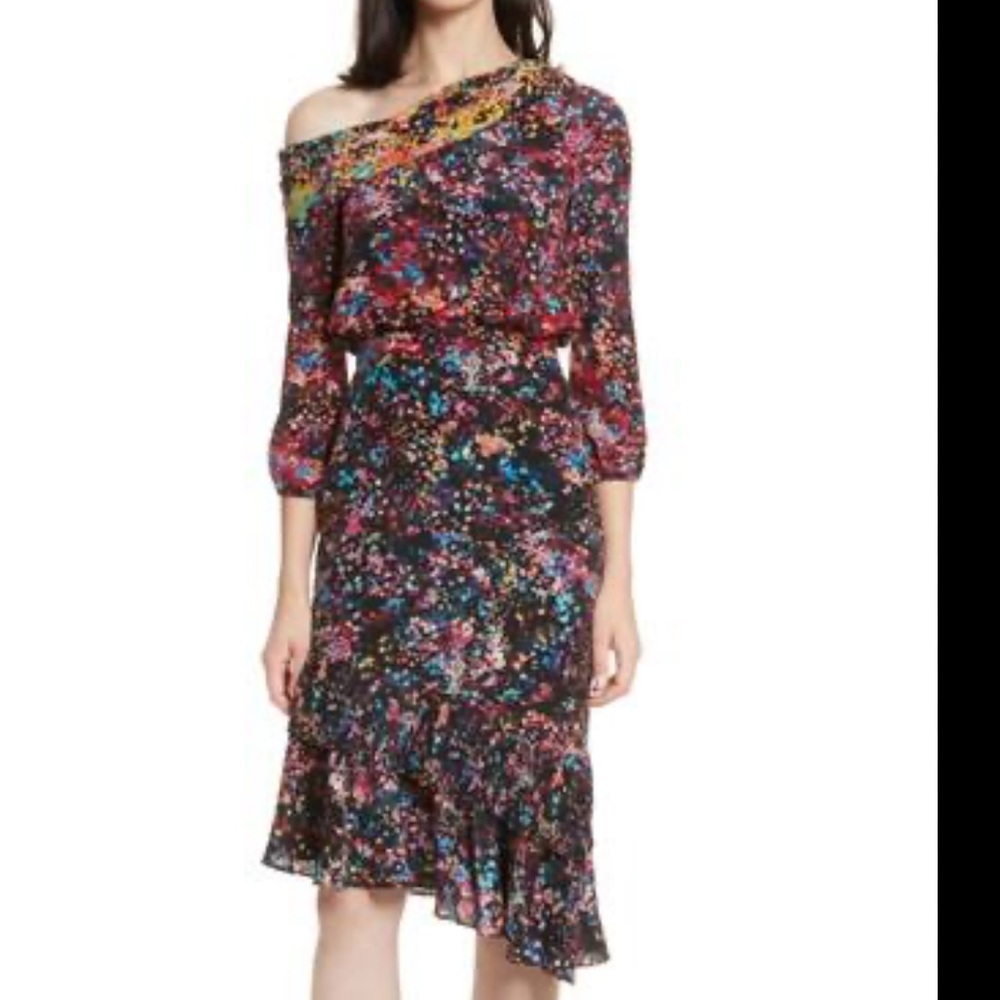 SALONI Lexi Asymmetrical Dress in Multicolor